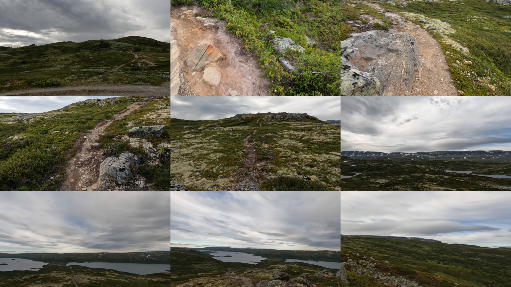 A keyframe image display shows nine sampled images from the video. The first ones mainly show the path since I was leaning forward while walking upward, and the last show the scenery.
