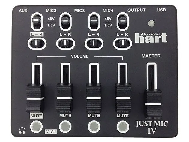 The Just MIC IV is a small mini mixer for minijack-based microphones.